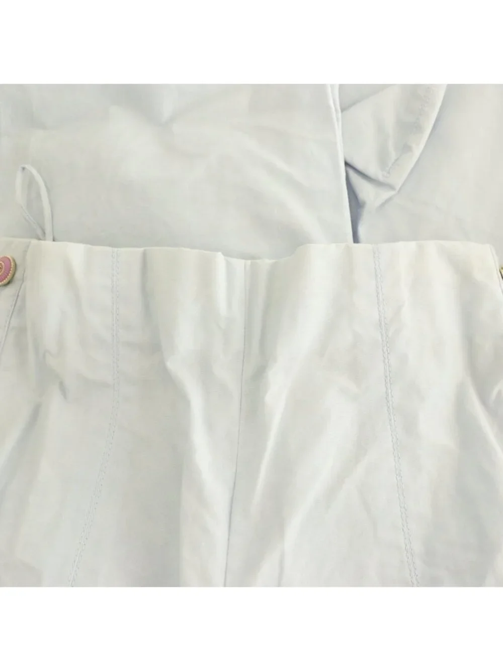 Chanel Coco Button Balloon Silhouette Pants Wide Cotton 36 Light Blue CX